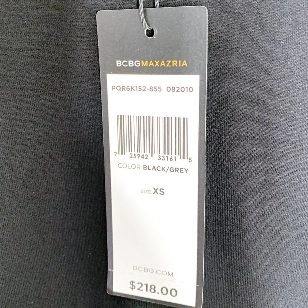 BCBGMAXAZRIA 2-Piece Striped Contrast Sheath Dress in Black & Grey - Picture 5 of 6